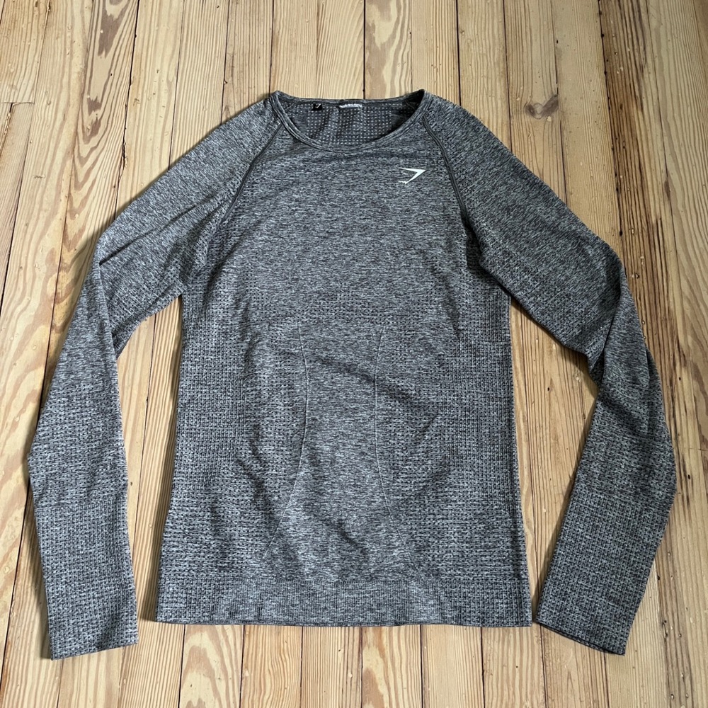 Gymshark Vital Seamless Top Womens Medium Grey Marl Long Sleeve Thumbholes